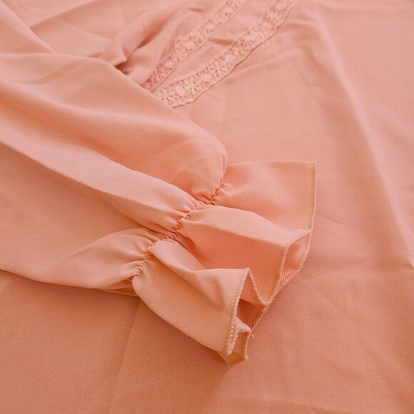 Pink Pullover Blouse Dress Shirt Womens XL with Lace Accents New - Picture 3 of 4